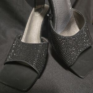 Elegant Black Rhinestone Women's Heels